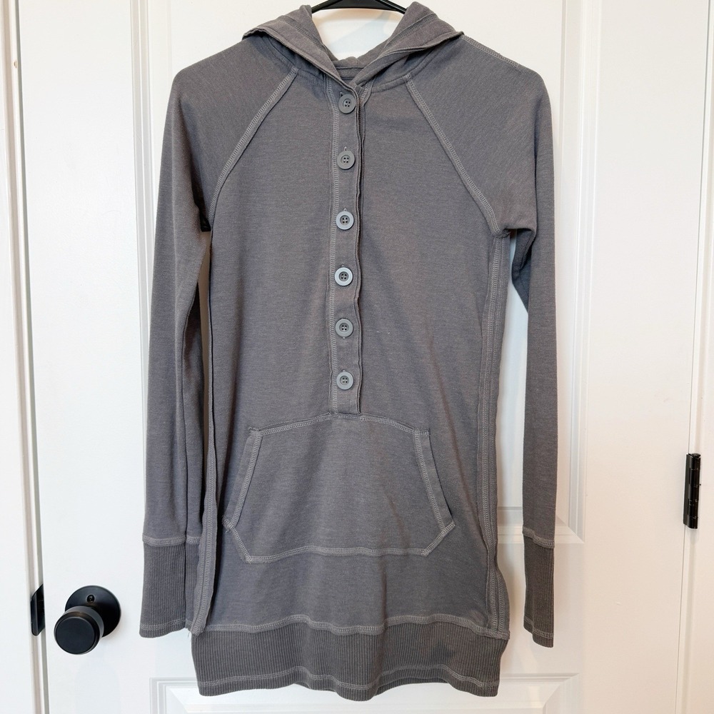 VTG Forever 21 Y2K Hooded Henley Top L Preppy Bella Swan Elena Gilbert Fitted